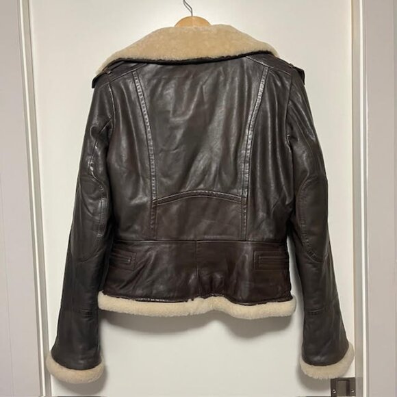 Danier Leather Shearling Trim Aviator Jacket Small - Picture 3 of 16